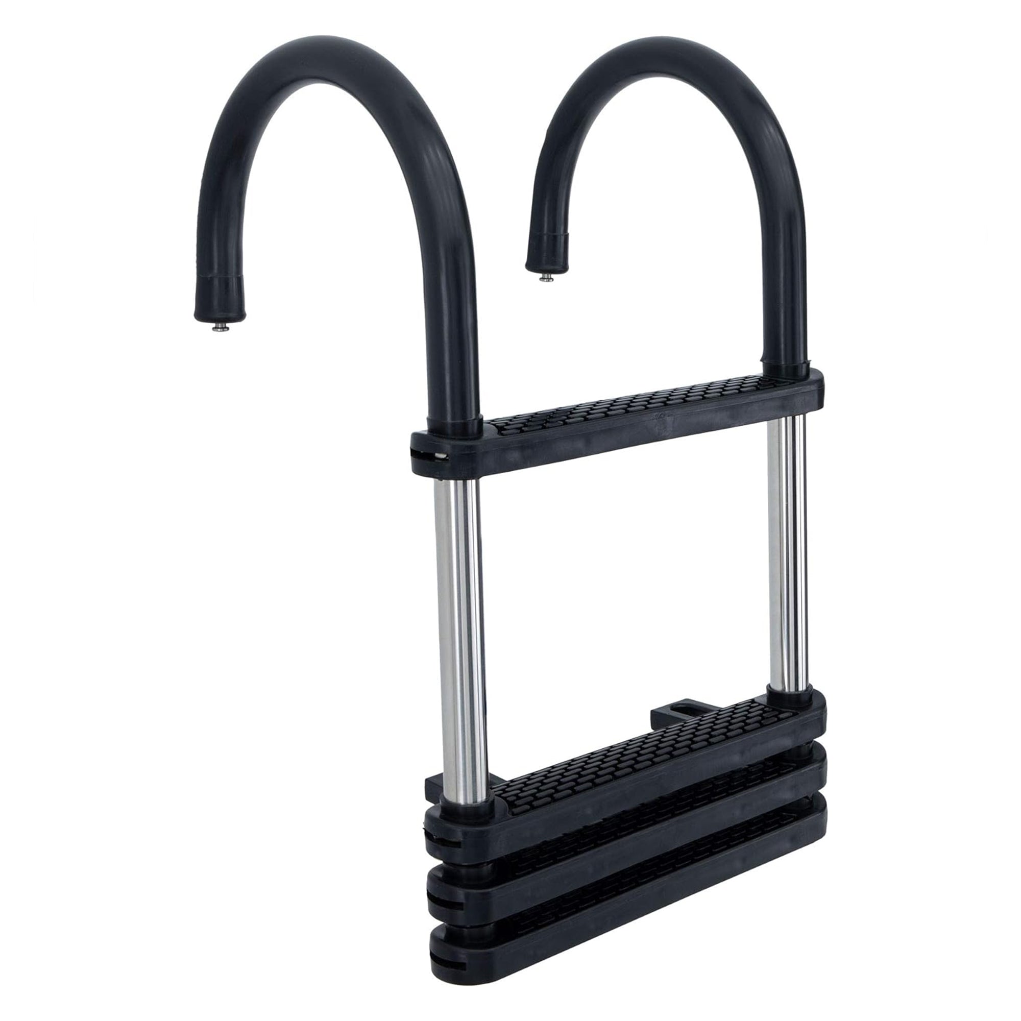 RecPro Compact Stainless Steel Heavy Duty 4 Step Pontoon Boat Boarding Ladder - VMInnovations