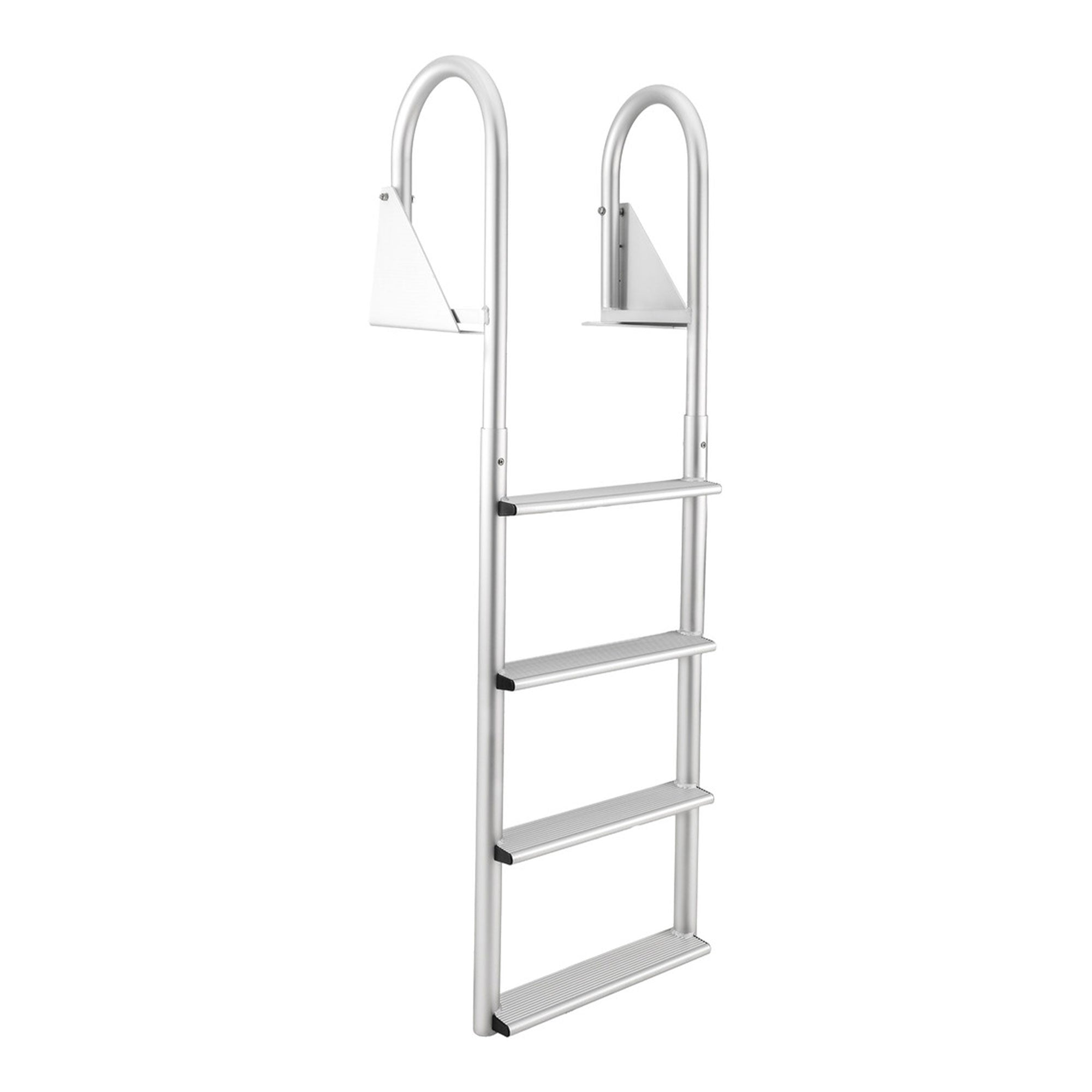 RecPro 4 Step Aluminum Marine Grade Dock Pier Attachment Flip Up Ladder, Silver - VMInnovations