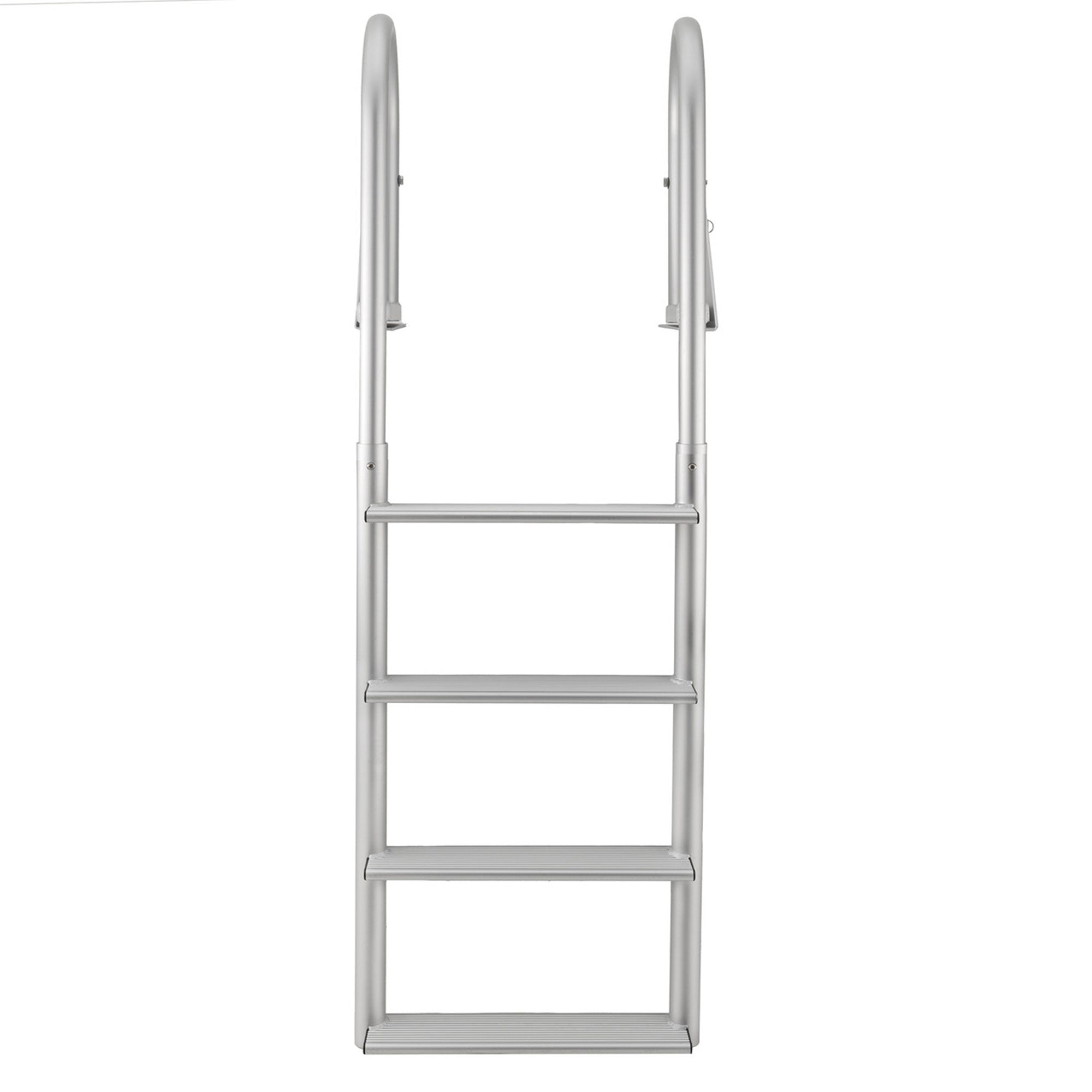 RecPro 4 Step Aluminum Marine Grade Dock Pier Flip Up Ladder, Silver (Open Box) - VMInnovations