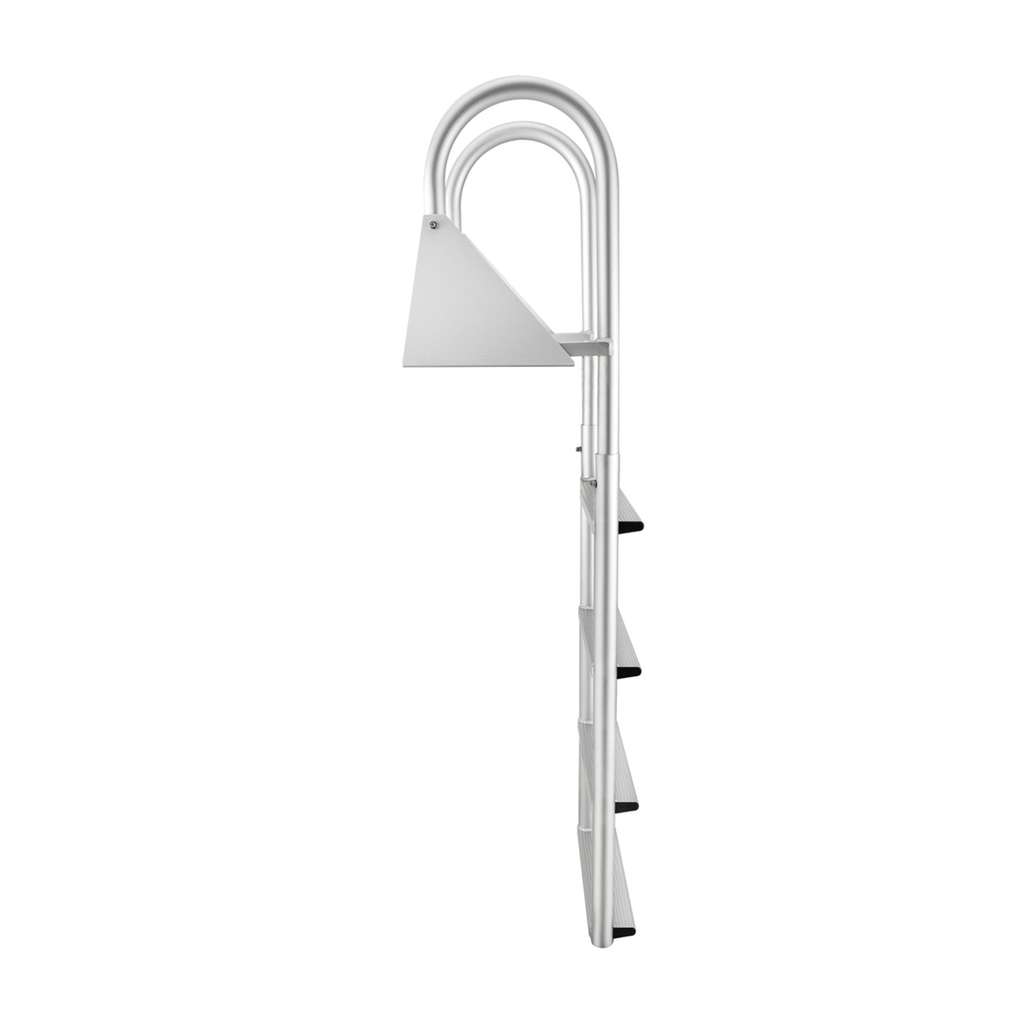 RecPro 4 Step Aluminum Marine Grade Dock Pier Flip Up Ladder, Silver (Open Box) - VMInnovations