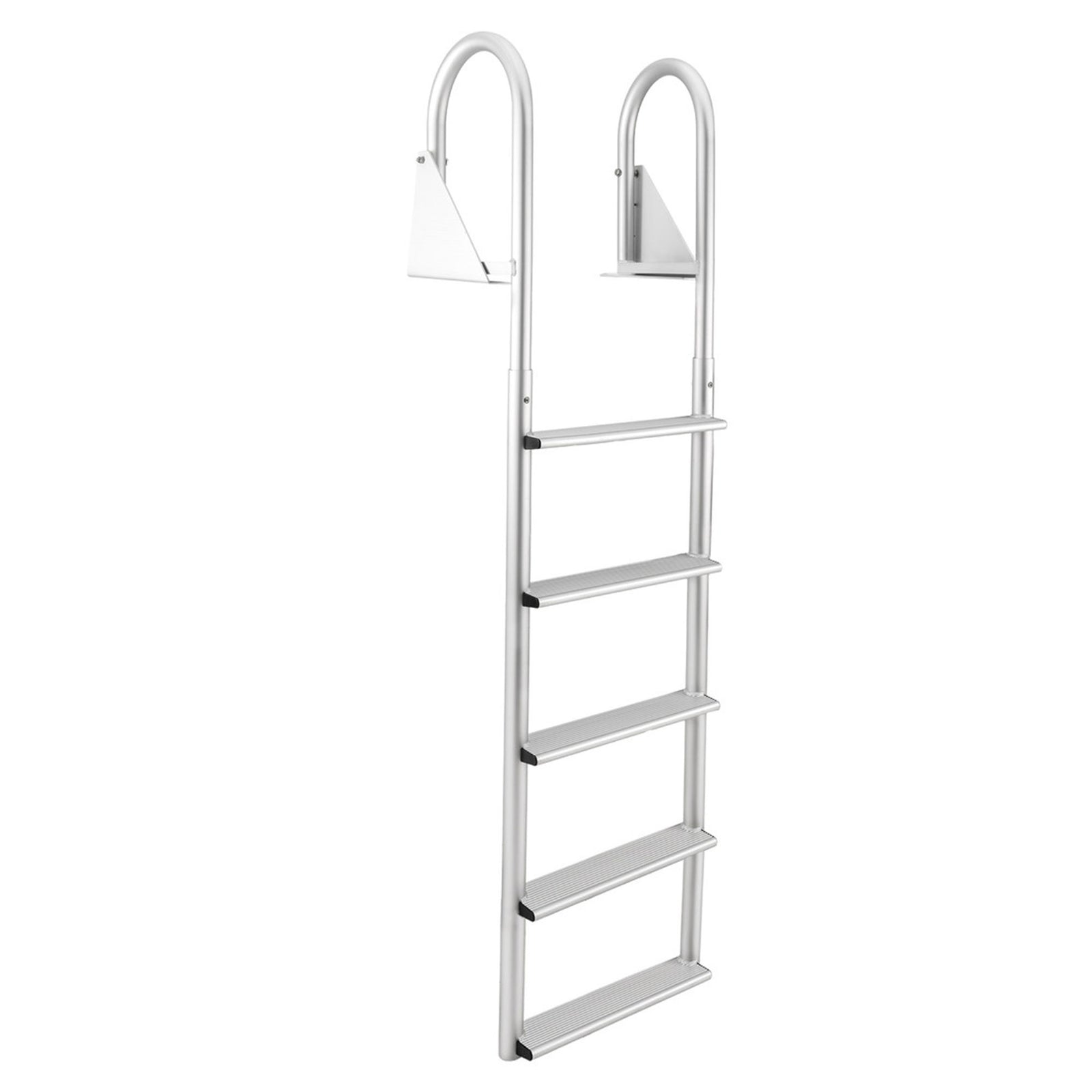 RecPro 5 Step Aluminum Marine Grade Dock Pier Attachment Flip Up Ladder, Silver - VMInnovations