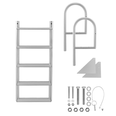 RecPro 5 Step Aluminum Dock Pier Attachment Flip Up Ladder (Open Box) - VMInnovations