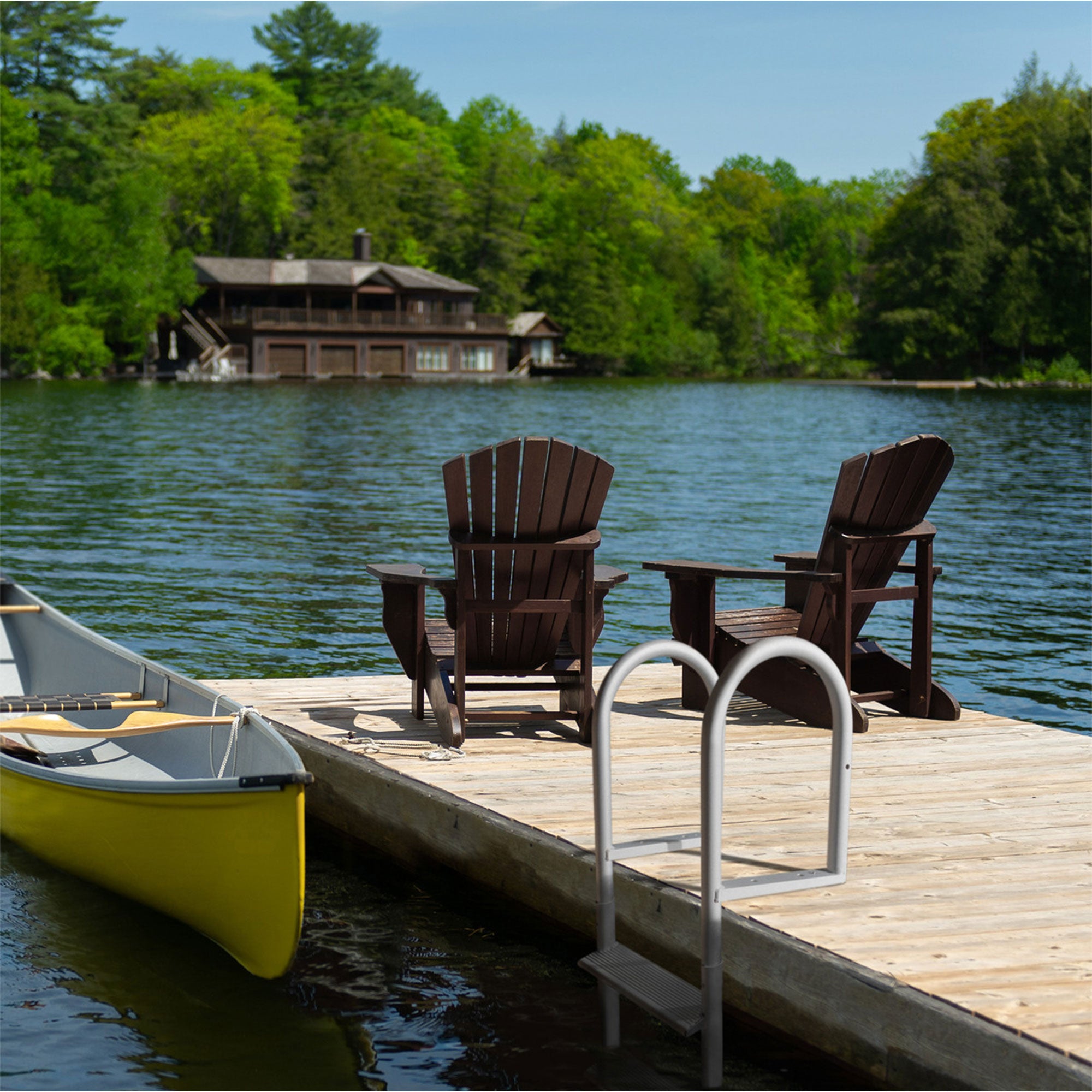 RecPro 4 Step Aluminum Marine Grade Dock and Pier Stationary Ladder (Open Box) - VMInnovations