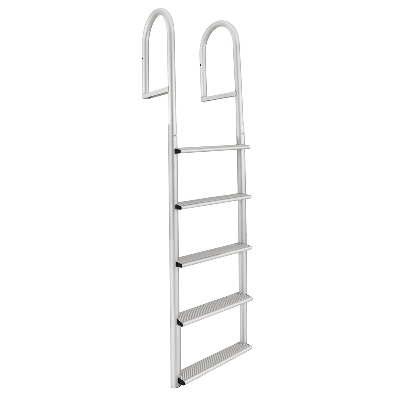 RecPro 5 Step Aluminum Marine Grade Dock and Pier Stationary Ladder, Silver - VMInnovations