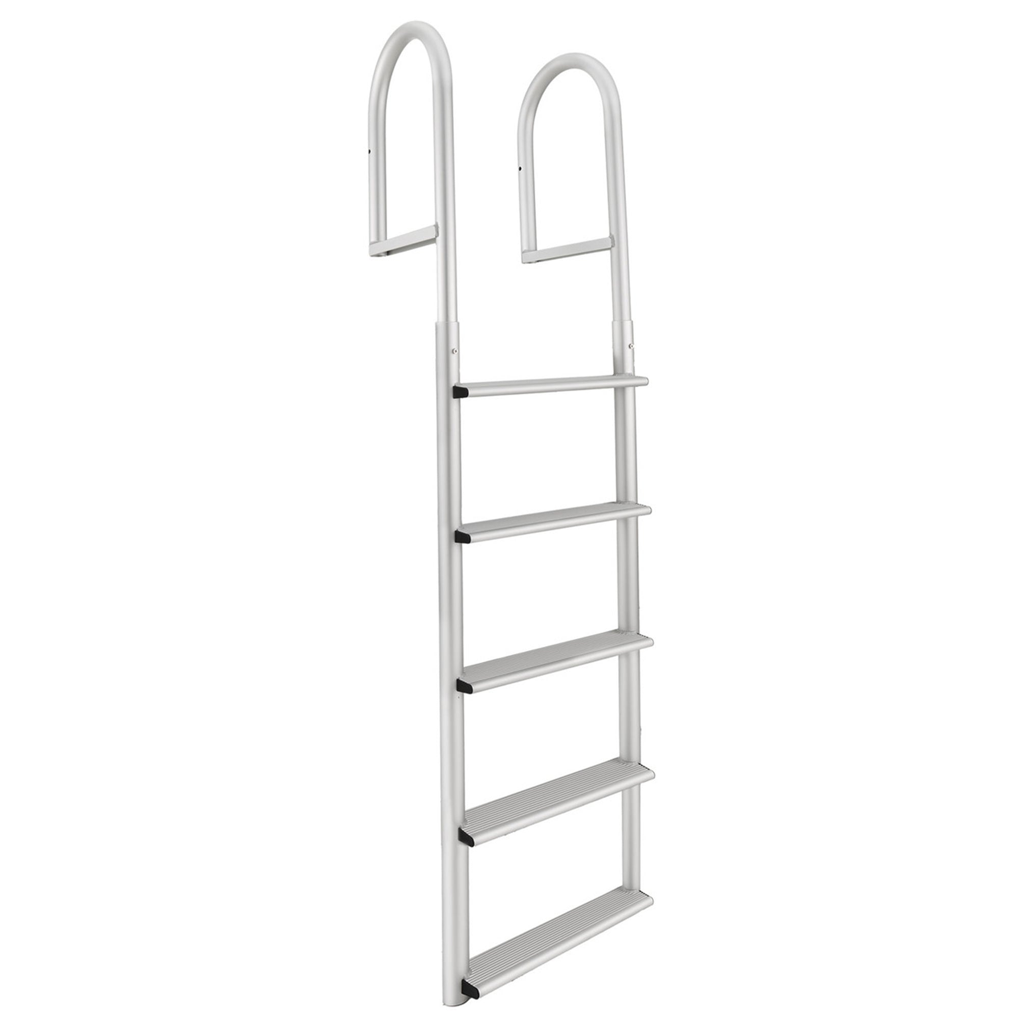RecPro 5 Step Aluminum Marine Grade Dock and Pier Stationary Ladder, Silver - VMInnovations