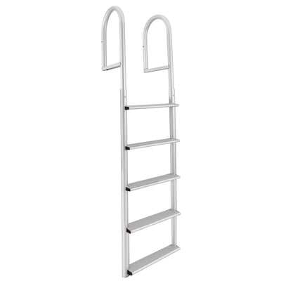 RecPro 5 Step Aluminum Marine Grade Dock and Pier Ladder, Silver (Open Box) - VMInnovations