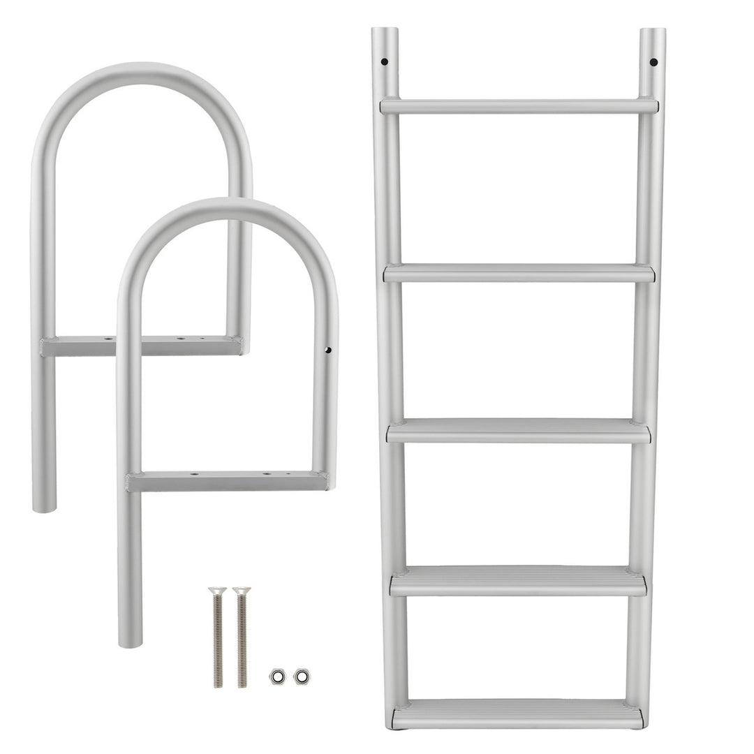 RecPro 5 Step Aluminum Marine Grade Dock and Pier Ladder, Silver (Open Box)