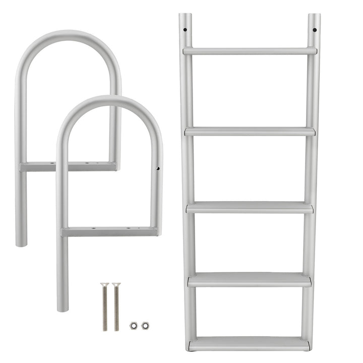 RecPro 5 Step Aluminum Marine Grade Dock and Pier Ladder, Silver (Open Box)