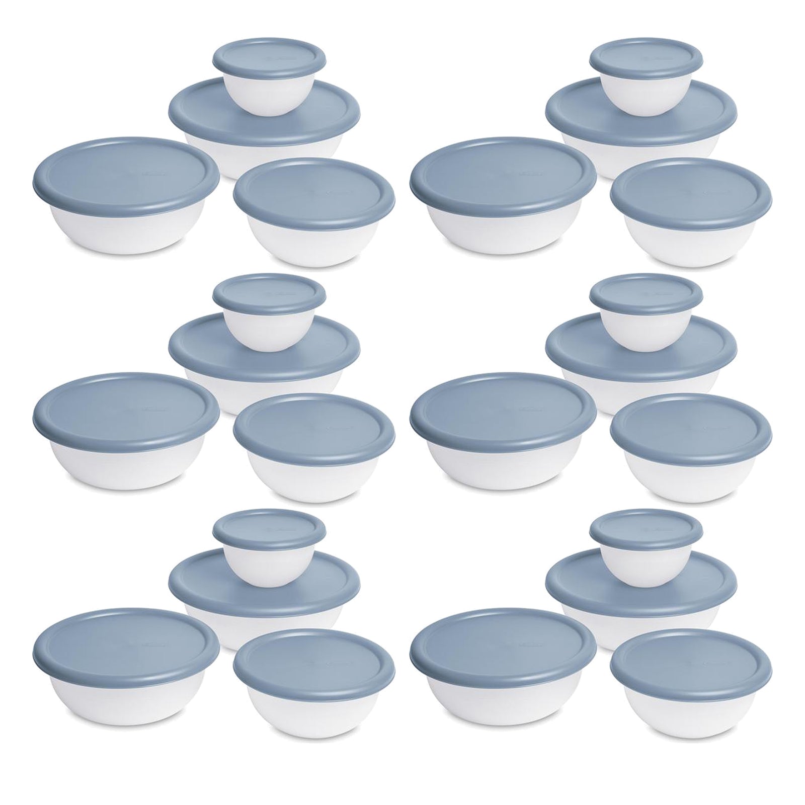 Sterilite Nesting Mixing Covered Bowl Set with Lids, Washed Blue, (Set of 6) - VMInnovations