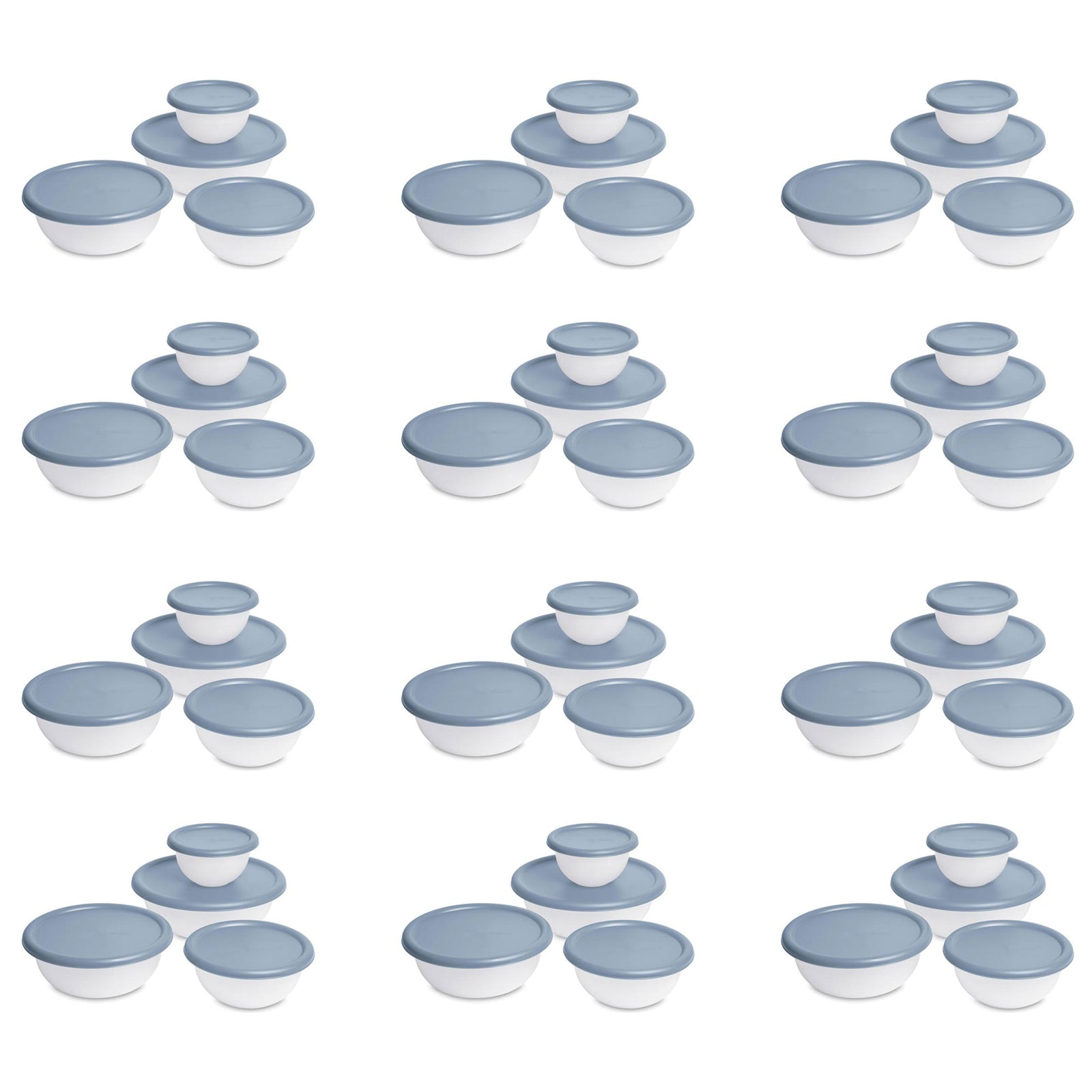Sterilite Nesting Mixing Covered Bowl Set with Lids, Washed Blue (Set of 12) - VMInnovations