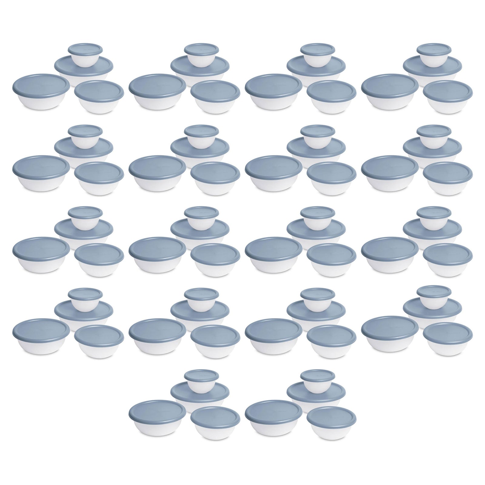 Sterilite Nesting Mixing Covered Bowl Set with Lids, Washed Blue (Set of 18) - VMInnovations