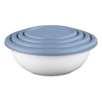 Sterilite Nesting Mixing Covered Bowl Set with Lids, Washed Blue (Set of 18) - VMInnovations