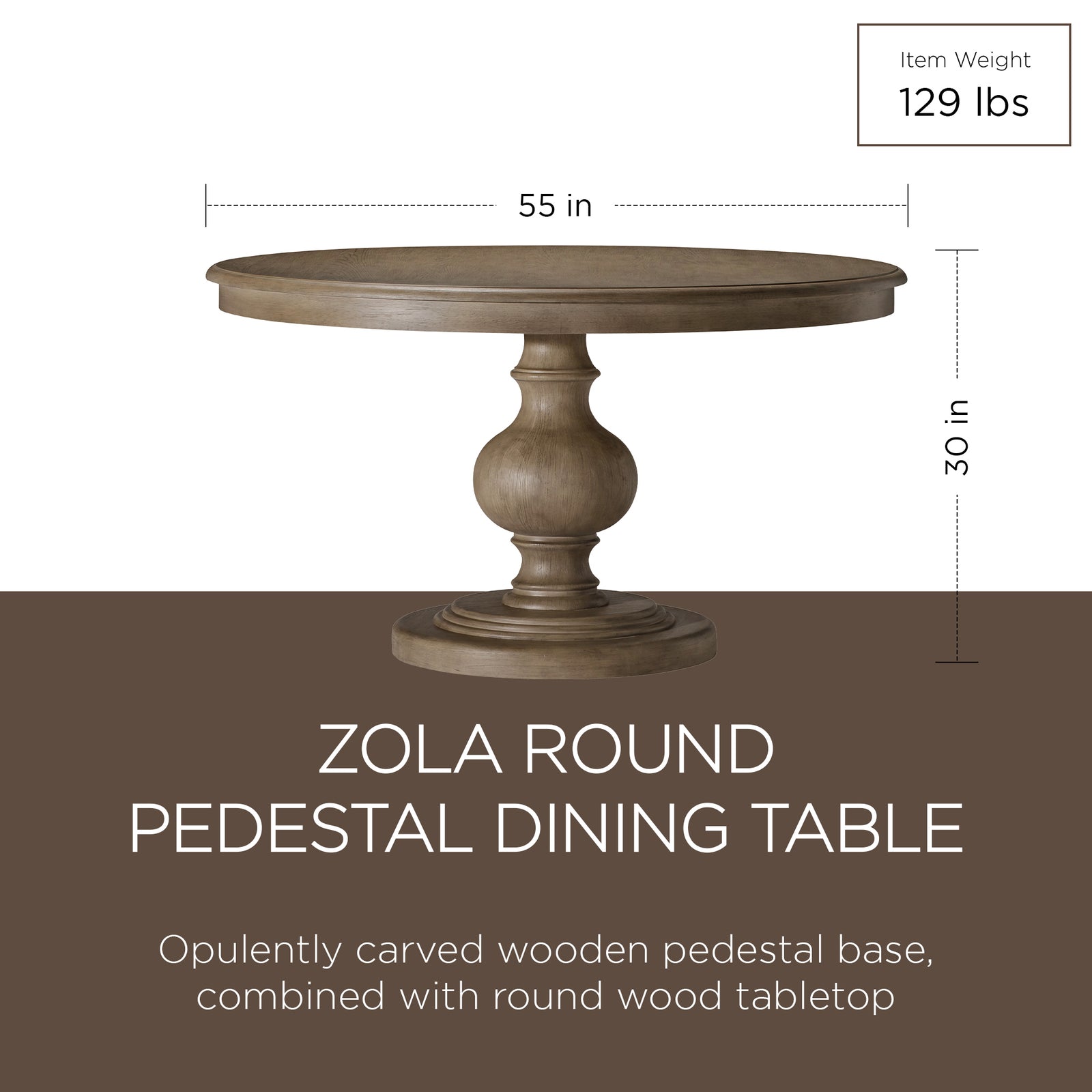 Maven Lane Zola Table with 4 Vera Chairs Traditional Dining Set, Antiqued Grey - VMInnovations