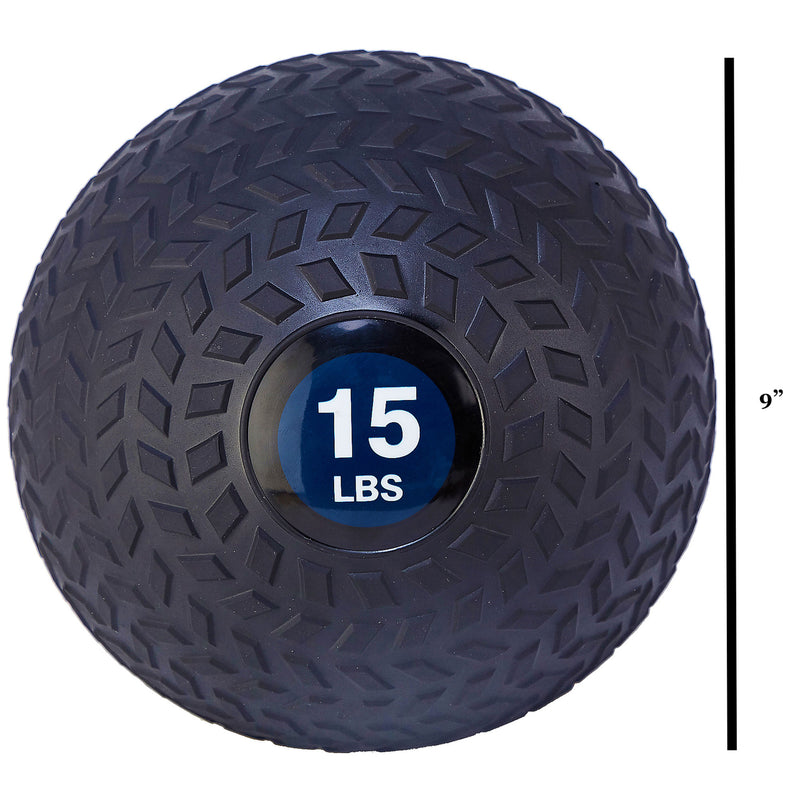 Signature Fitness Weighted Slam Ball Full Body Workout Equipment, 15 lb, Black