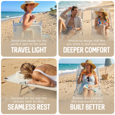 Ostrich Lounge Versatile Facedown Beach Camping Pool Tanning Chair, White (Used)