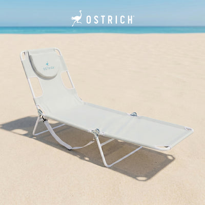 Ostrich Lounge Versatile Facedown Beach Camping Pool Tanning Chair, White (Used)