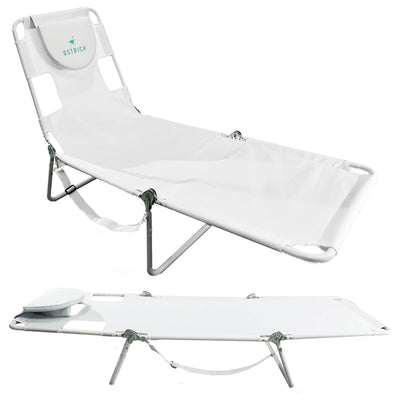 Ostrich Lounge Versatile Facedown Beach Camping Pool Tanning Chair, White (Used)