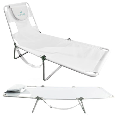 Ostrich Lounge Versatile Facedown Beach Tanning Chair, White (Open Box)