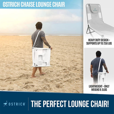 Ostrich Lounge Versatile Facedown Beach Camping Pool Tanning Chair, White (Used)