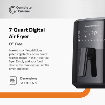 Complete Cuisine CC-7000-DG-AF 7-Quart Air Fryer, Oil-Free Air Cooker
