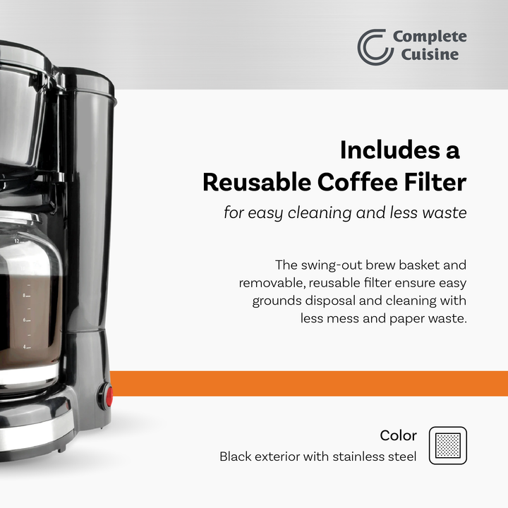 Complete Cuisine CC-1203-12C 12-Cup Stainless-Steel Coffee Maker (Used) - VMInnovations