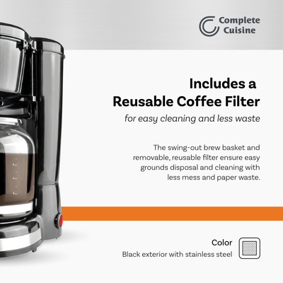 Complete Cuisine CC-1203-12C 12-Cup Stainless-Steel Coffee Maker - VMInnovations