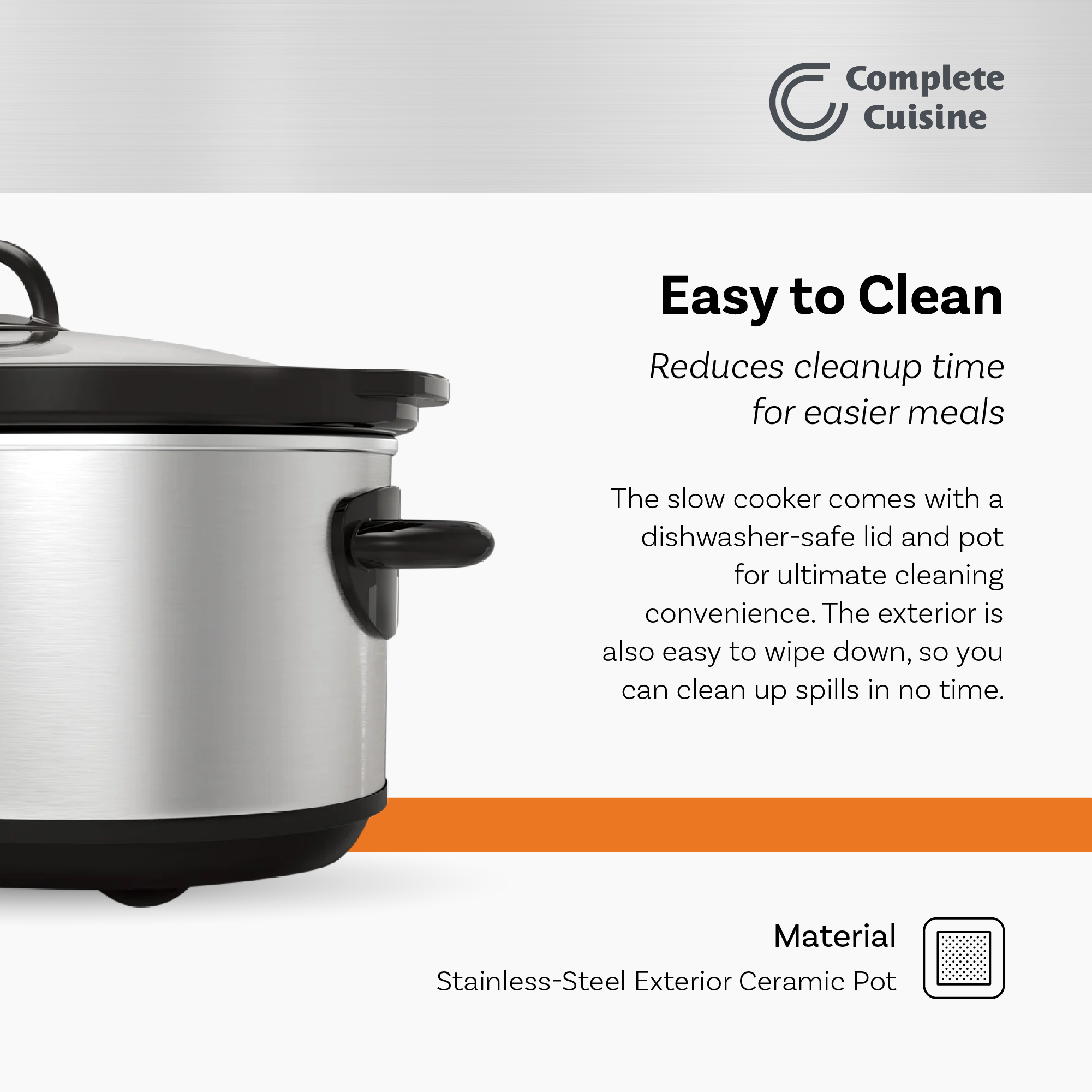 Complete Cuisine CC-SL-7000-SS 7-Quart Oval Stainless-Steel Slow Cooker - VMInnovations