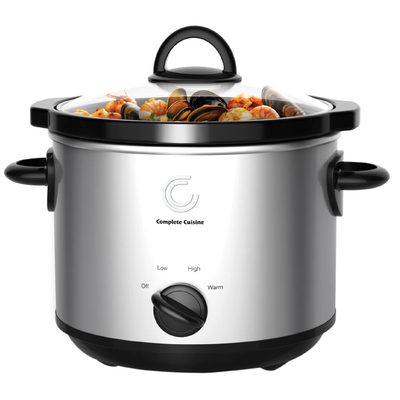 Complete Cuisine CC-3000-SL 3-Quart Round Stainless-Steel Slow Cooker (Open Box) - VMInnovations
