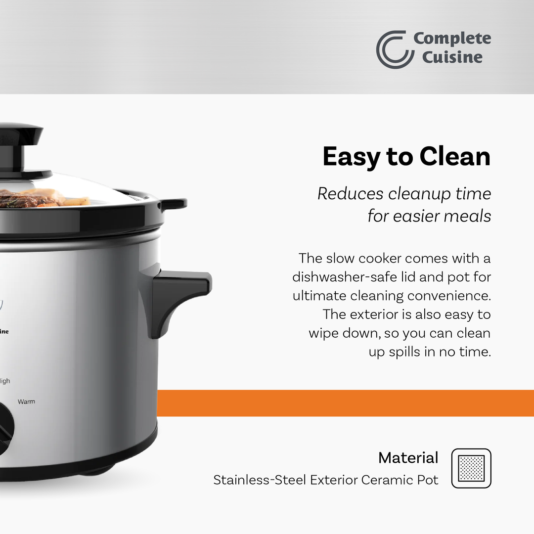 Complete Cuisine CC-1500-SL 1 1/2-Quart Round Stainless-Steel Slow Cooker