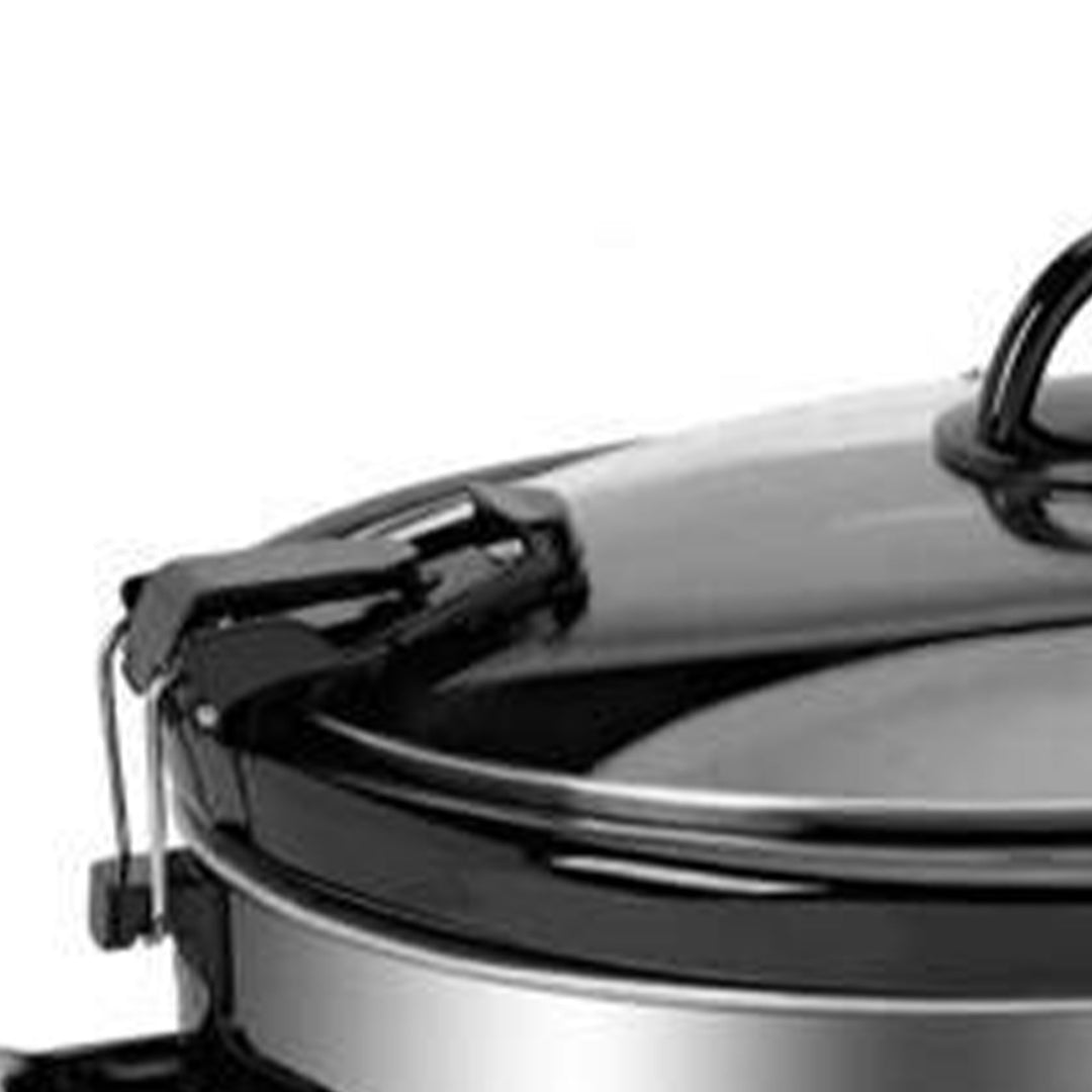 Complete Cuisine CC-SL-6100-LL-SS 6-Quart Oval Slow Cooker Pot with Locking Lid
