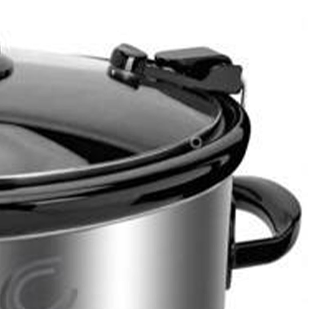 Complete Cuisine CC-SL-6100-LL-SS 6-Quart Oval Slow Cooker Pot with Locking Lid
