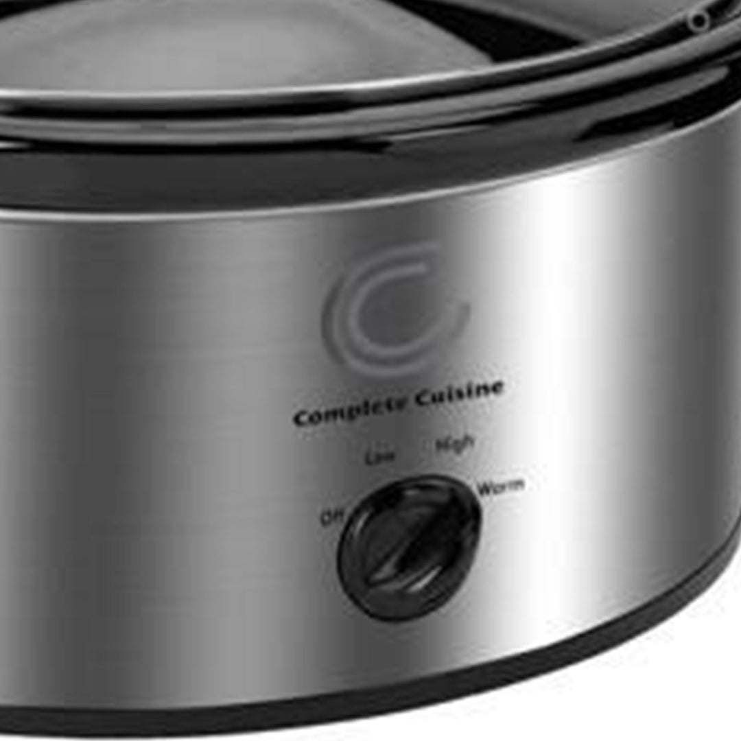 Complete Cuisine CC-SL-6100-LL-SS 6-Quart Oval Slow Cooker Pot with Locking Lid