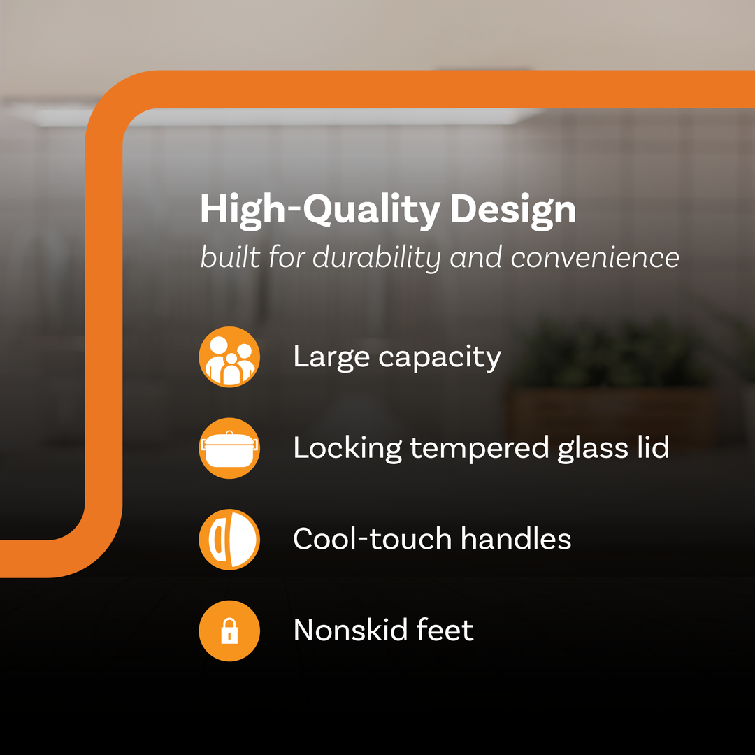 Complete Cuisine CC-SL-6100-LL-SS 6-Quart Oval Slow Cooker Pot with Locking Lid