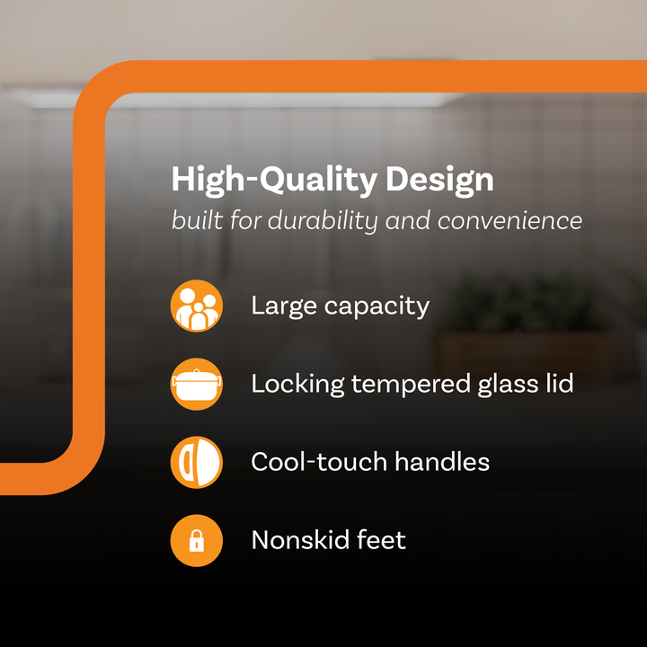 Complete Cuisine CC-SL-6100-LL-SS 6-Quart Oval Slow Cooker Pot with Locking Lid