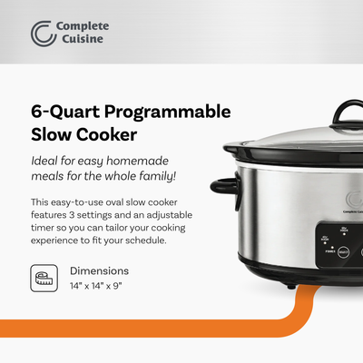 Complete Cuisine CC-6200-SS-PG 6-Quart Programmable Slow Cooker