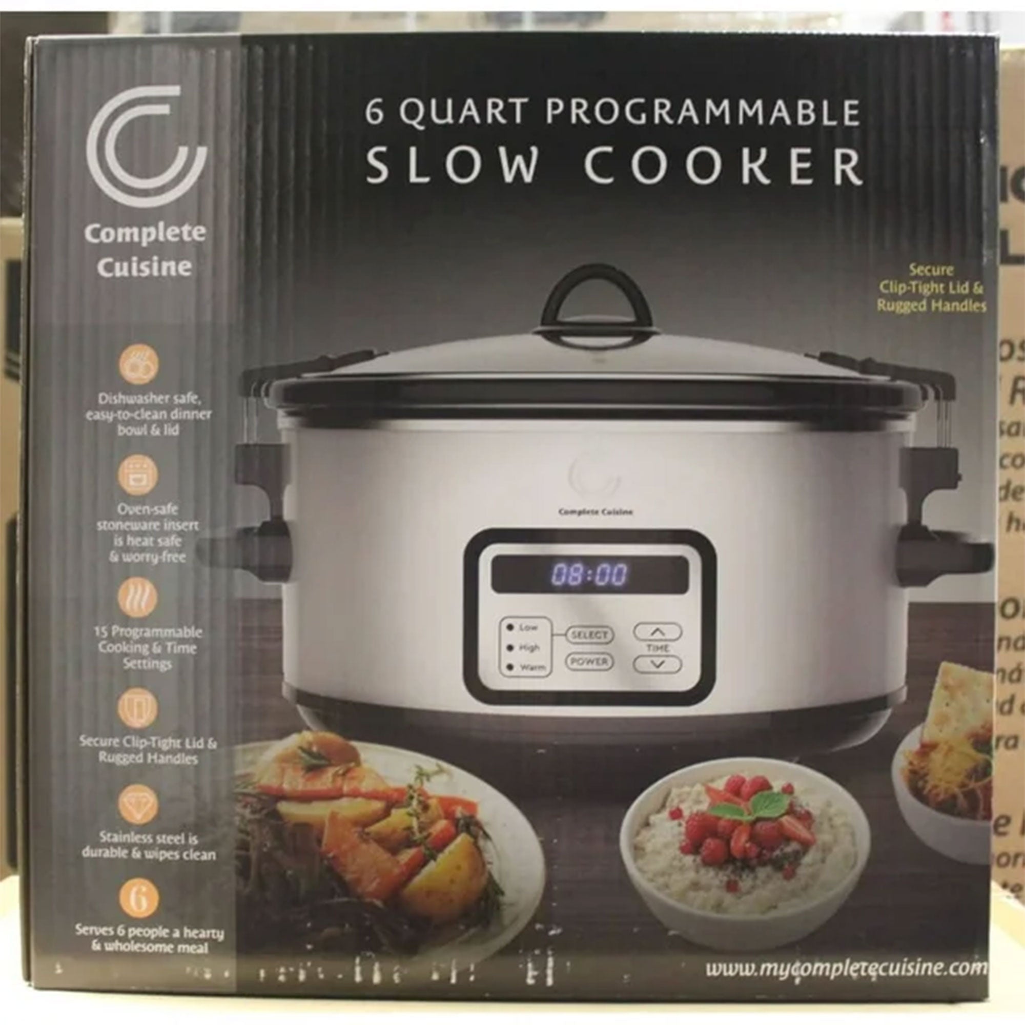 Complete Cuisine CC-6300PG-SS Digital 6-Quart Oval Slow Cooker - VMInnovations