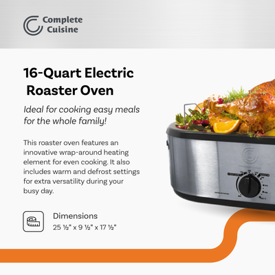 Complete Cuisine CC-R-1000-16QT 16-Quart Oval Roaster Oven (Open Box)