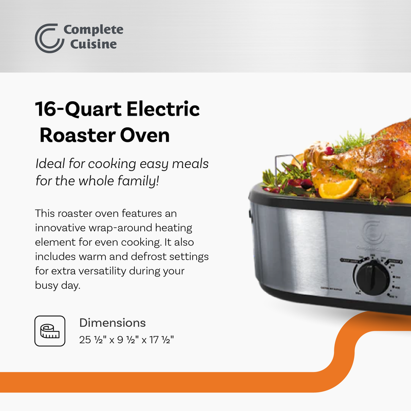 Complete Cuisine CC-R-1000-16QT 16-Quart Oval Roaster Oven (Open Box)