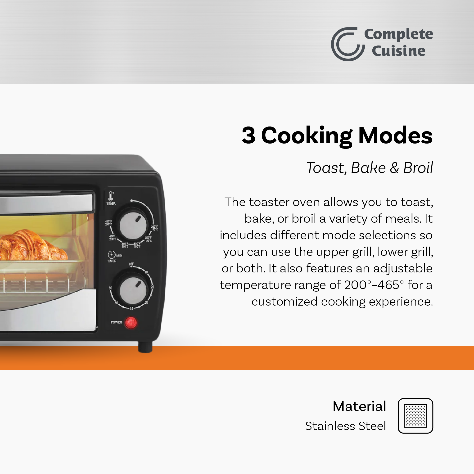 Complete Cuisine CC-TOV4400 9-Liter Countertop Toaster Oven for Baking (Used) - VMInnovations