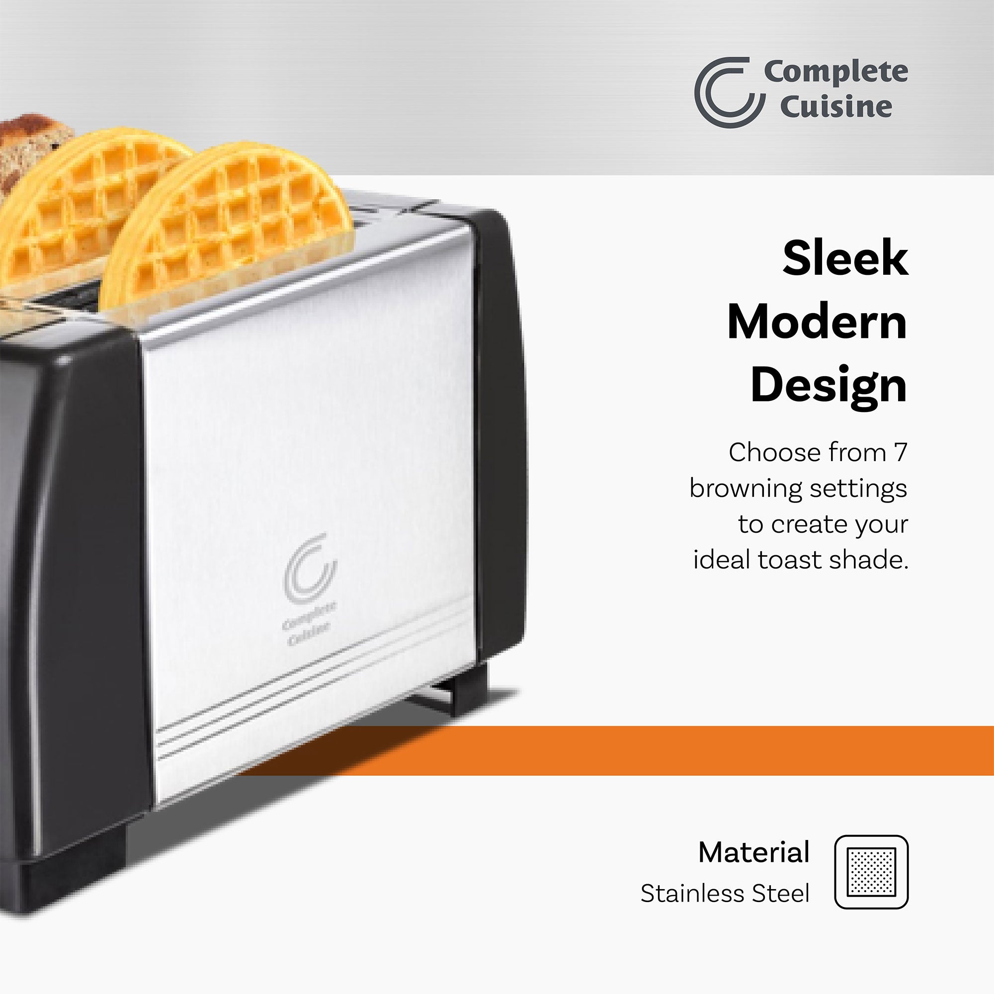 Complete Cuisine 4-Slice Toaster, 1300W Electric Toaster w/4 Slots (Open Box) - VMInnovations