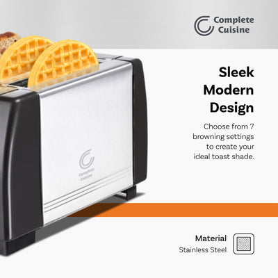Complete Cuisine 4-Slice Toaster, 1300W Electric Toaster w/4 Slots (Open Box) - VMInnovations