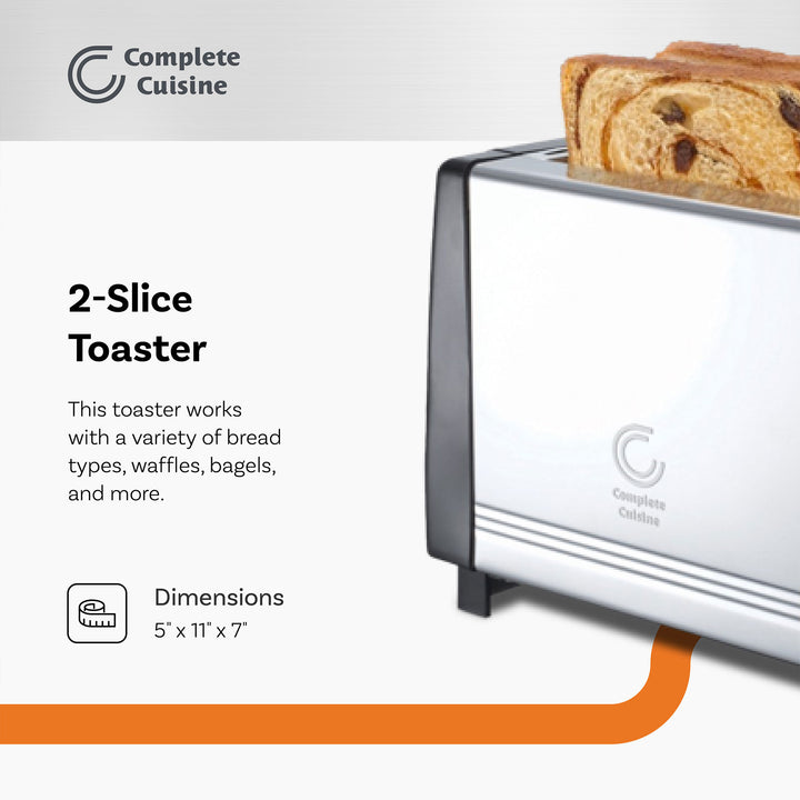 Complete Cuisine CC-TST2000 Compact 2-Slice Toaster, Black (Used)