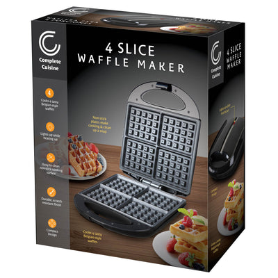 Complete Cuisine CC-WF4400-BK 4-Slice Electric Waffle Maker, Black (Open Box)