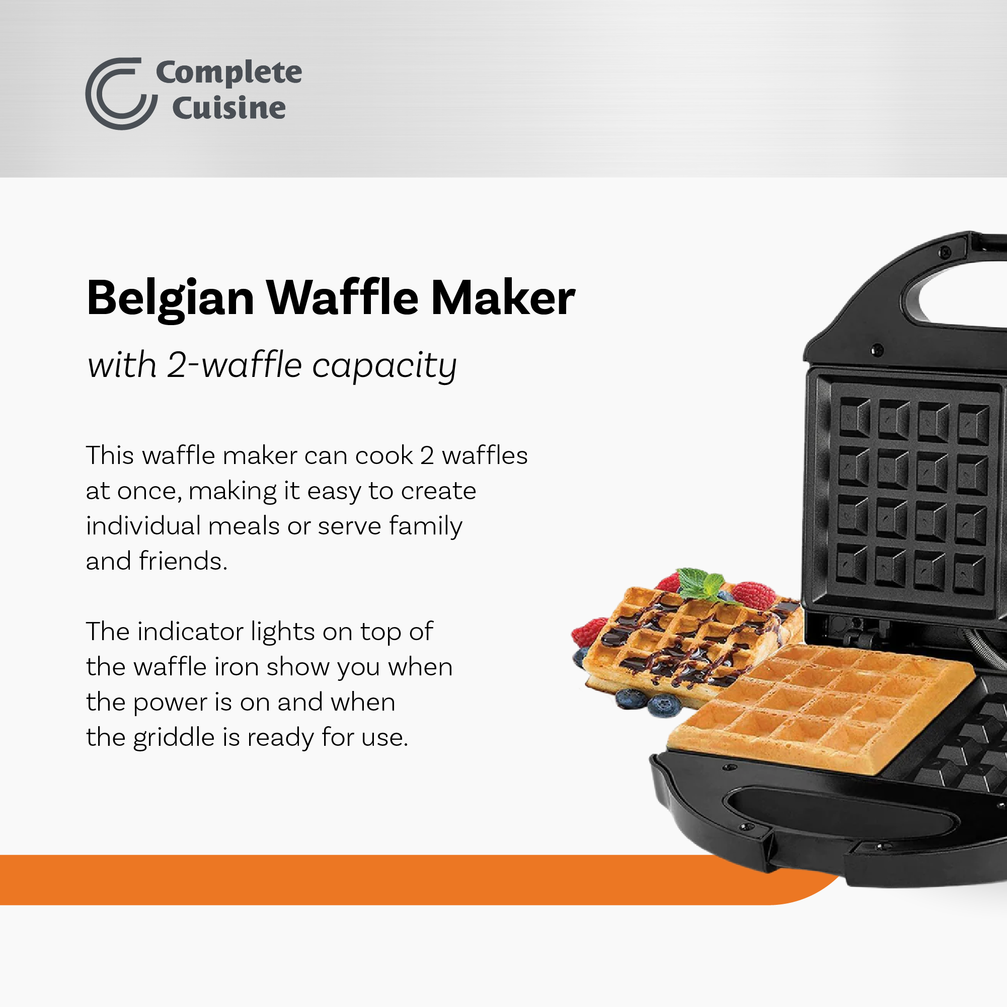 Complete Cuisine CC-WF2200 2-Slice Electric Waffle Maker (Used)