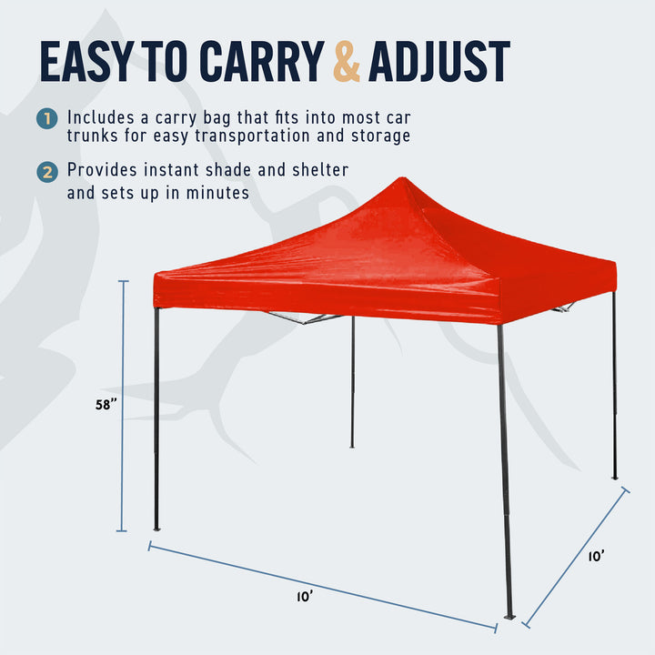 Trappers Peak 10-by-10-Foot Folding Pop-Up Canopy, Red