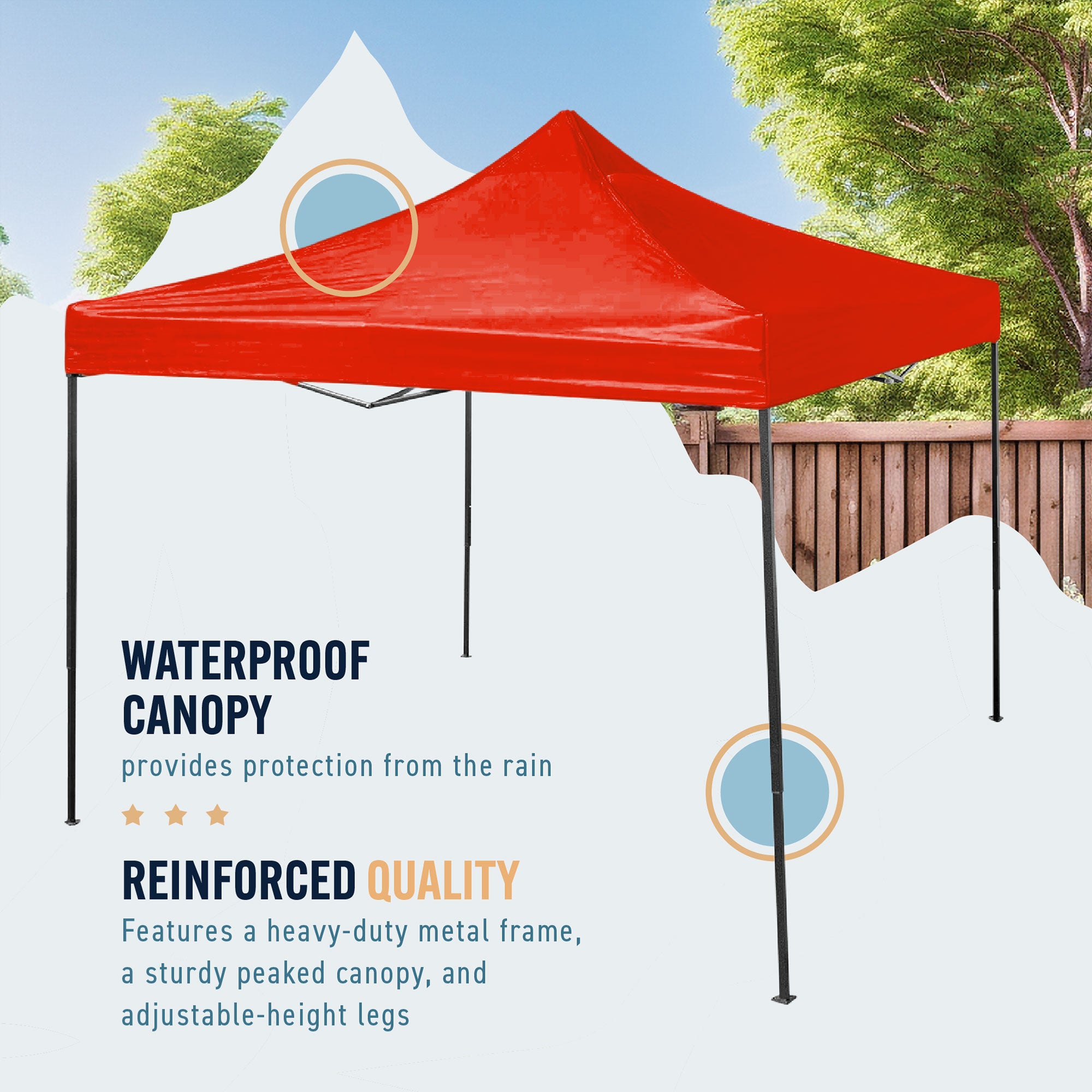 Trappers Peak 10-by-10-Foot Folding Pop-Up Canopy, Red - VMInnovations