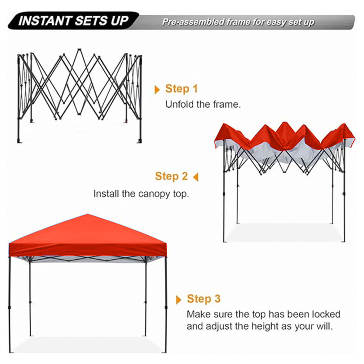 Trappers Peak 10-by-10-Foot Folding Pop-Up Canopy, Red - VMInnovations