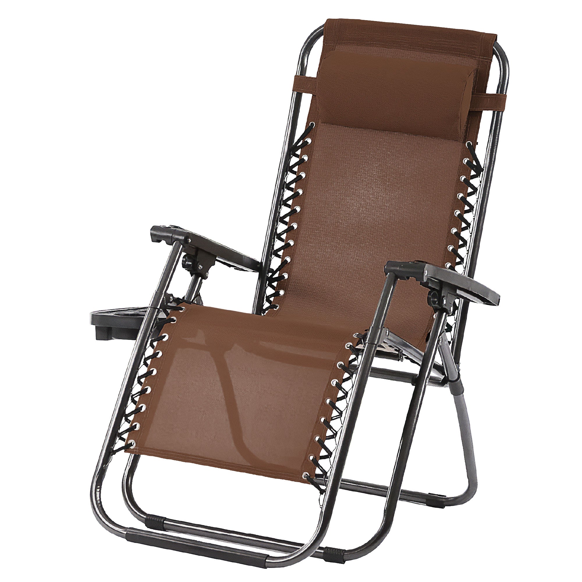 Trappers Peak Adjustable Zero-Gravity Folding Chairs, Set of 2, Brown - VMInnovations