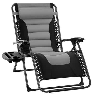 Trappers Peak Adjustable Oversized Zero-Gravity Folding Lounge Chair, Gray/Black