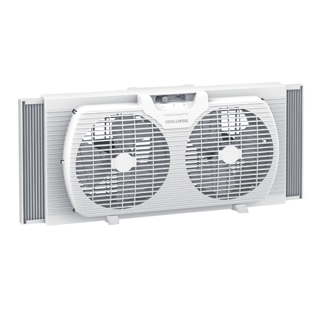 Cool-Living 9-Inch 2-Speed Portable Twin Window Fan with Carry Handle (Open Box) - VMInnovations